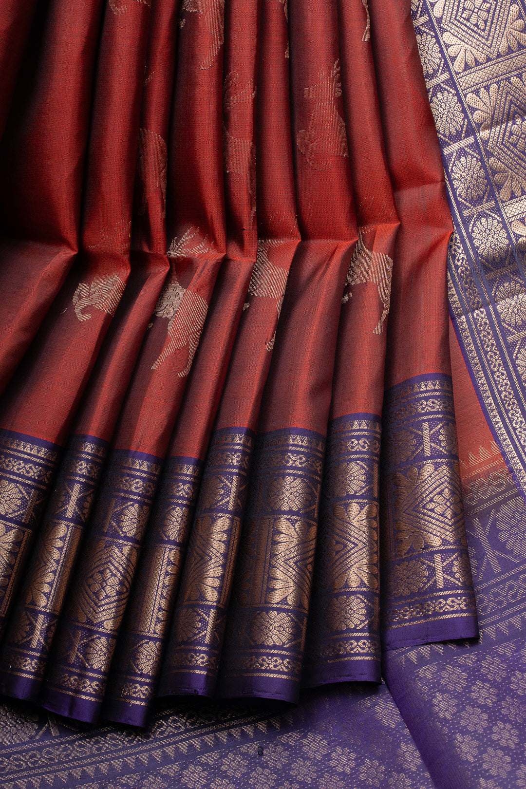 Maroon and purple traditional pure soft silk saree