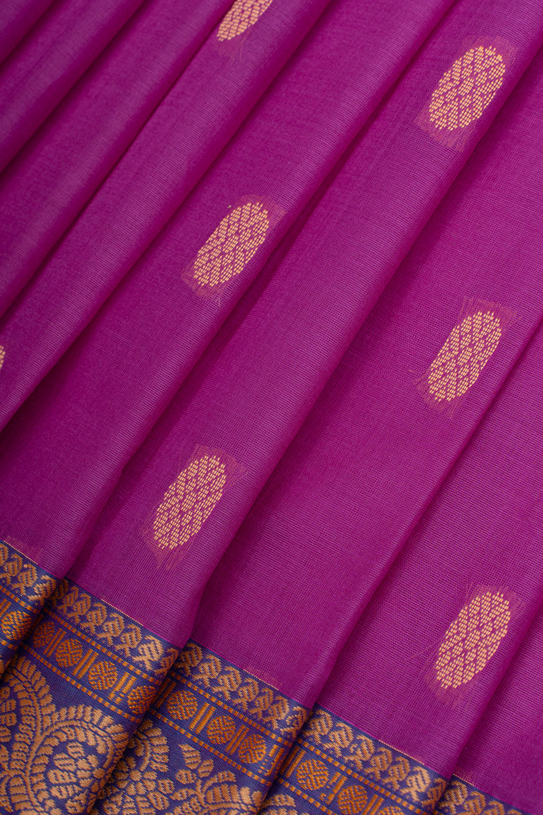 Magenta threadwork pure cotton silk saree