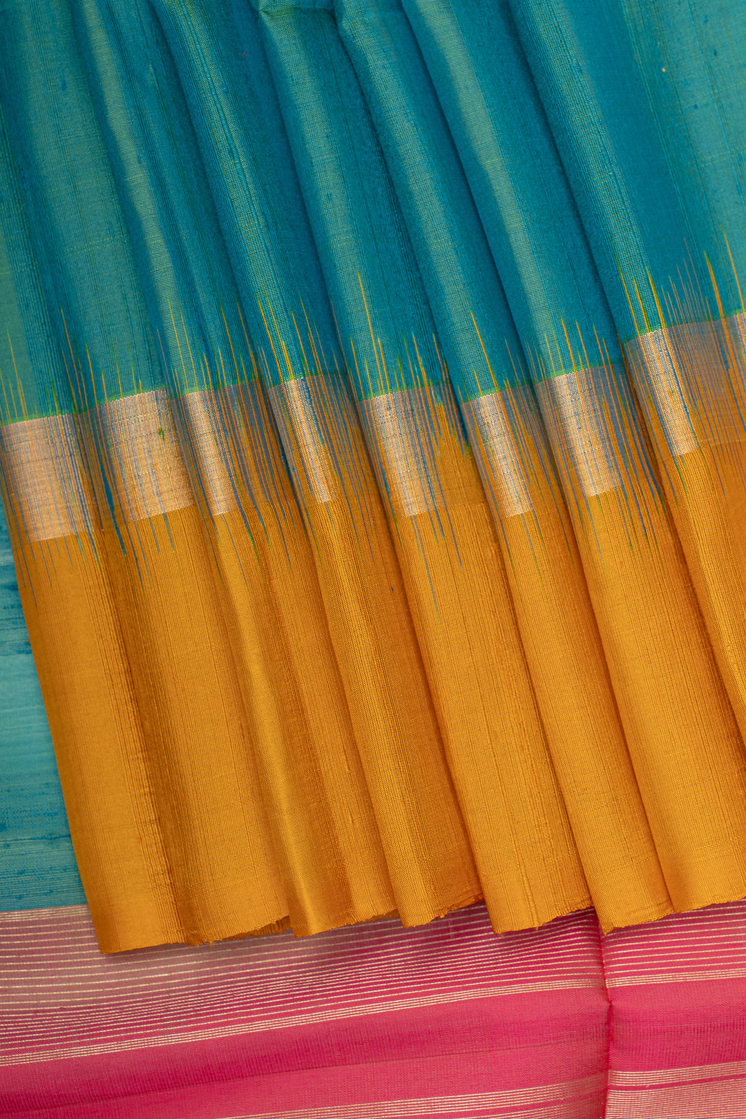 Peacock blue Ganga jamuna pure soft silk saree