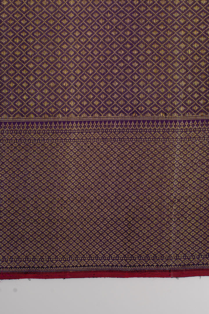 Greyish silver and purple annam chakram brocade pure kanchipuram silk saree