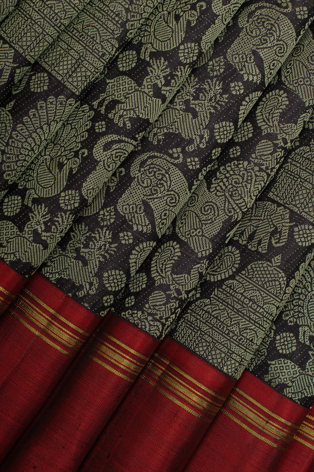 Black brocade pure kanchipuram silk saree