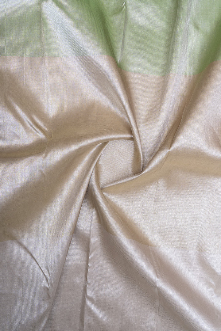 Silver gold and pastel green Mupagam 8 Kol pure kanchipuram silk saree