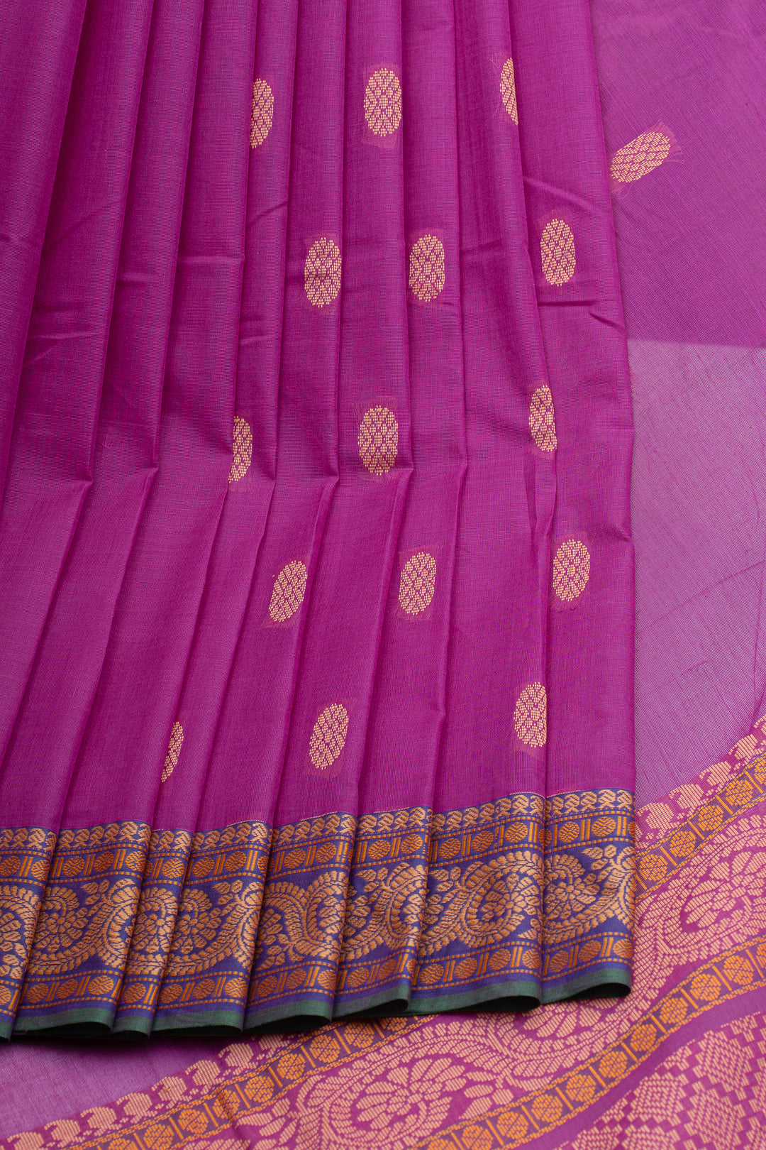 Magenta threadwork pure cotton silk saree