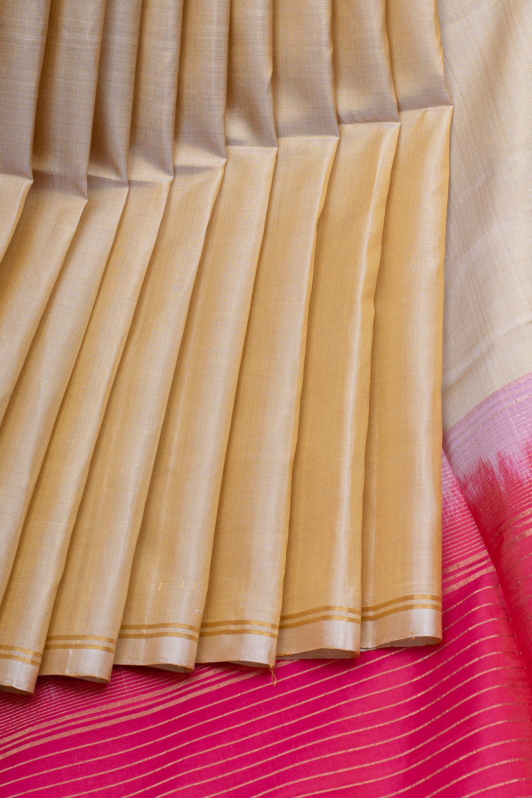 Cream traditional pure soft silk saree