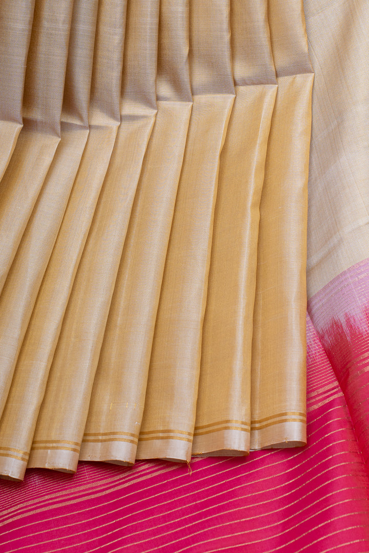Cream traditional pure soft silk saree