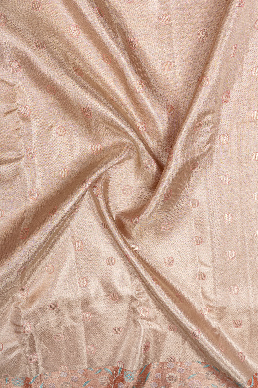 Peach floral tissue pure designer pure kanchipuram silk saree