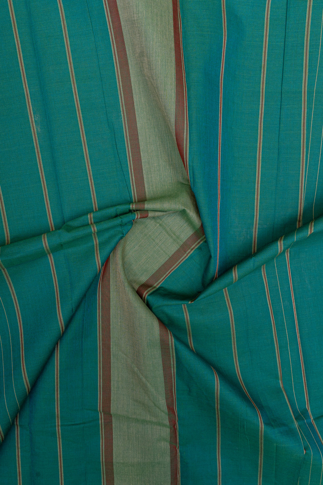 Bluish green thread work pure cotton silk saree