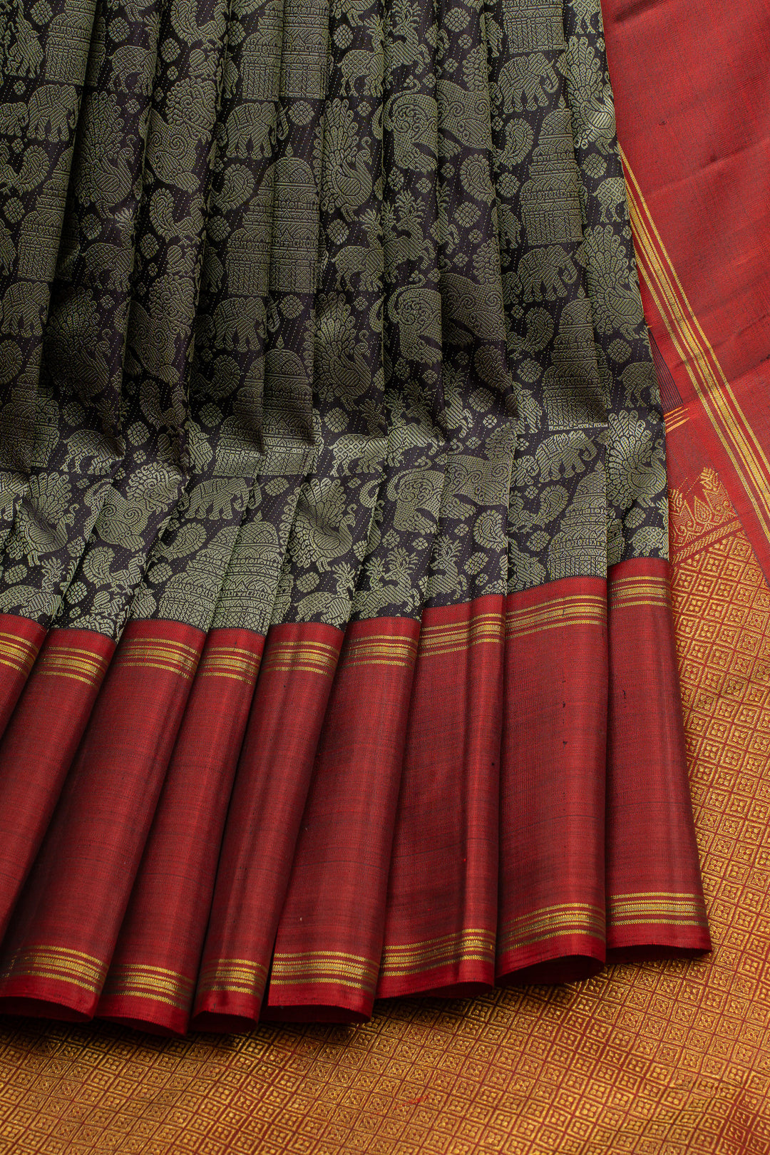 Black brocade pure kanchipuram silk saree