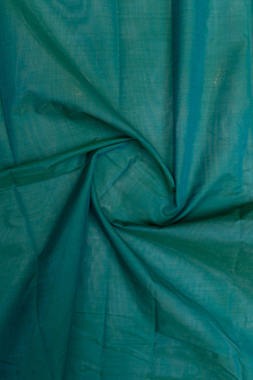 Bluish green thread work pure cotton silk saree
