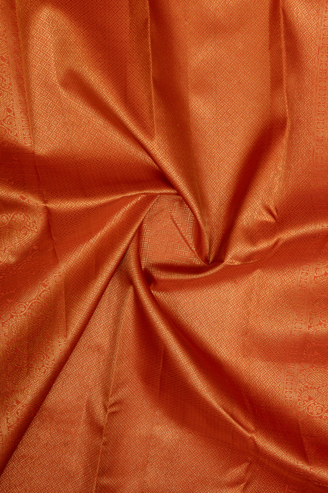 Rust orange turning border traditional pure kanchipuram silk saree