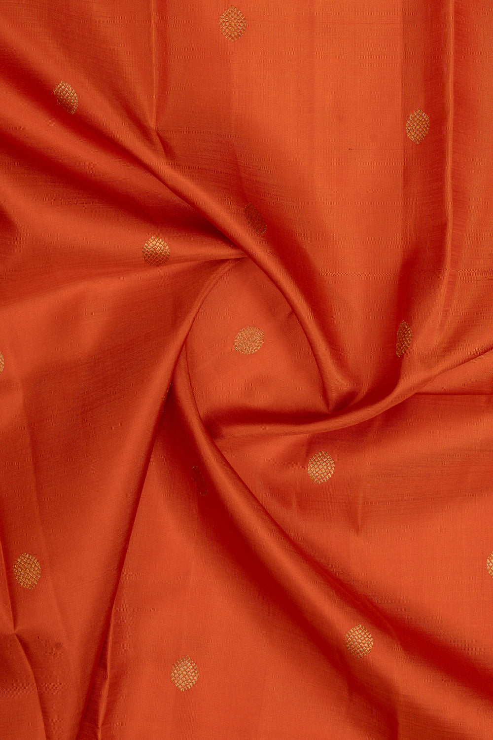 Rust orange turning border traditional pure kanchipuram silk saree
