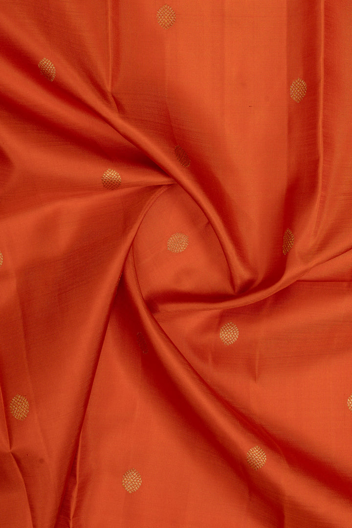 Rust orange turning border traditional pure kanchipuram silk saree