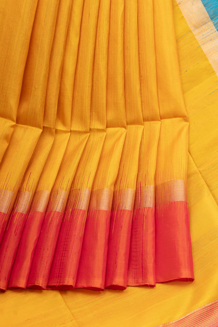 Yellow dupian raw silk Ganga Jamuna pure soft silk saree
