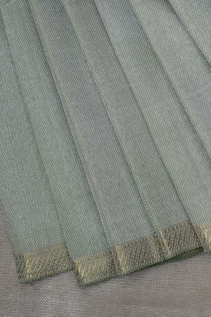 Silver gold and pastel green Mupagam 8 Kol pure kanchipuram silk saree