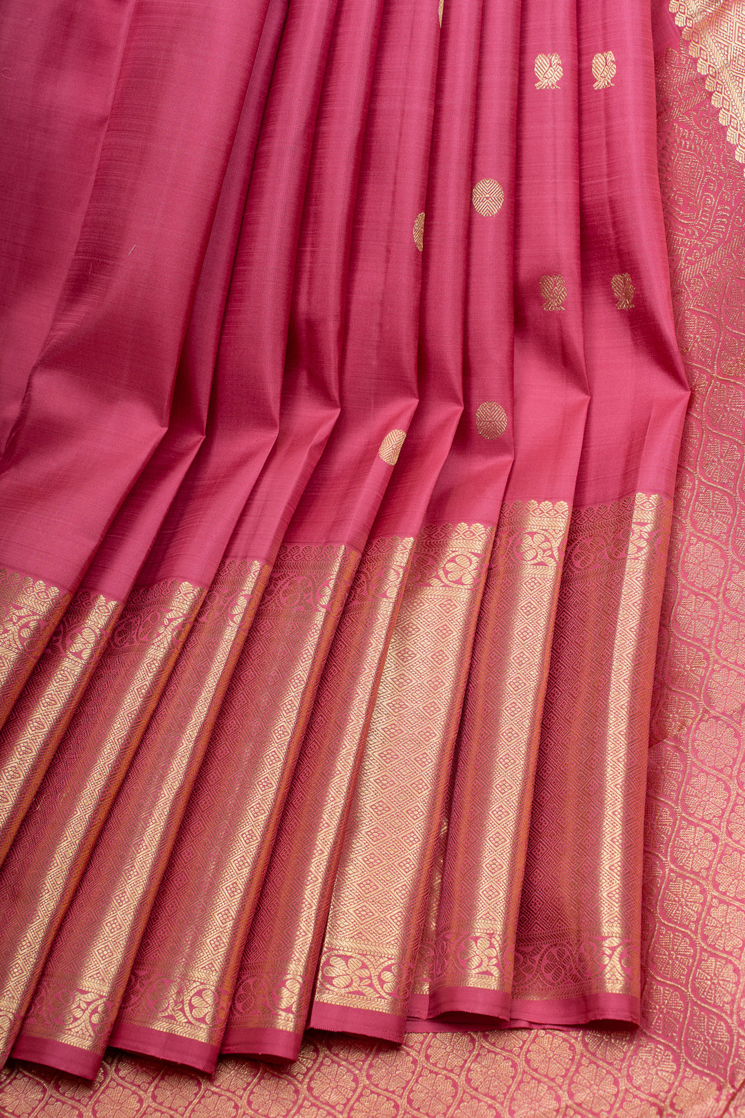 Rouge pink traditional pure Kanchipuram silk saree