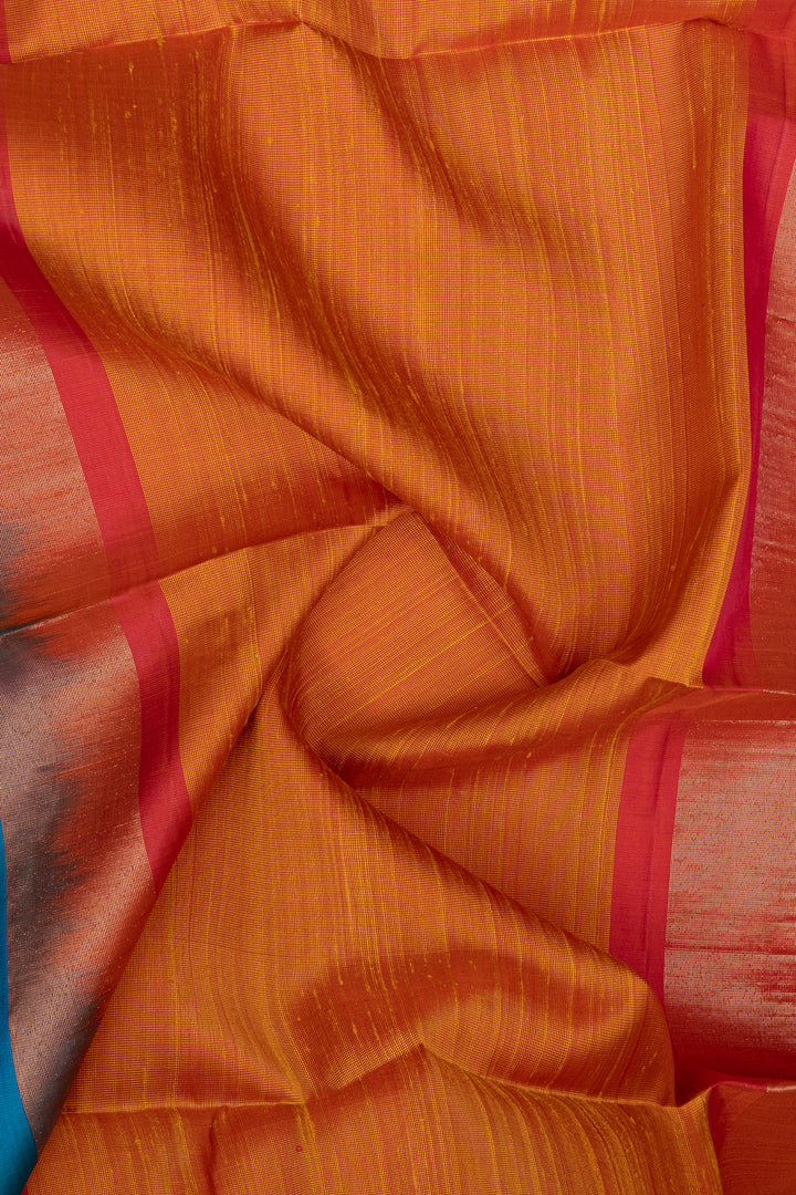 Peacock blue traditional pure soft silk saree