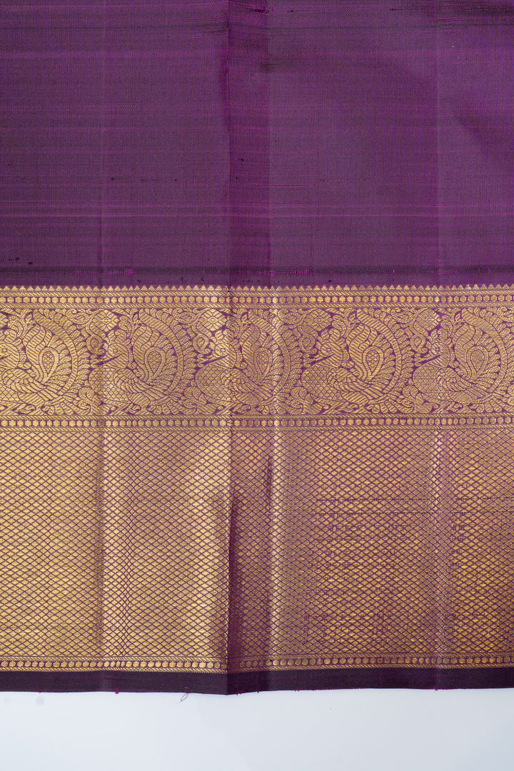 Lavender and jamun zari checks pure kanchipuram silk saree