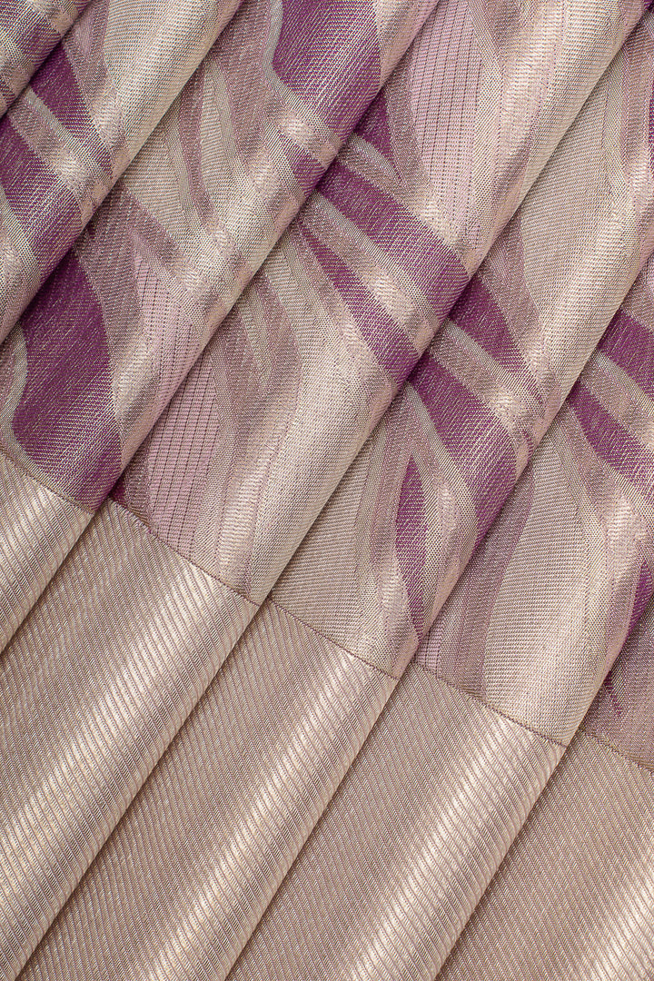 Baby pink and purple tissue pure designer pure kanchipuram silk saree