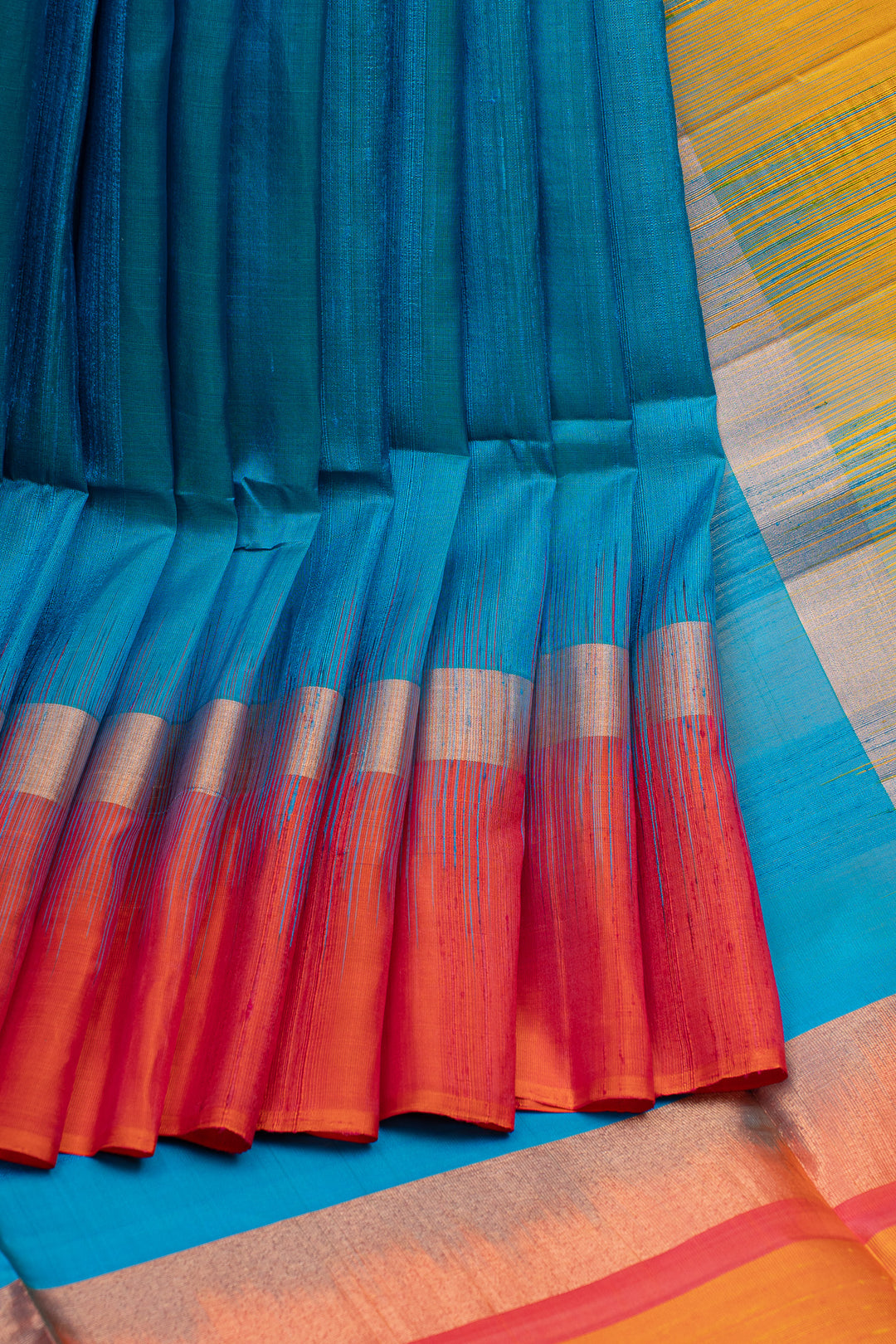 Peacock blue traditional pure soft silk saree