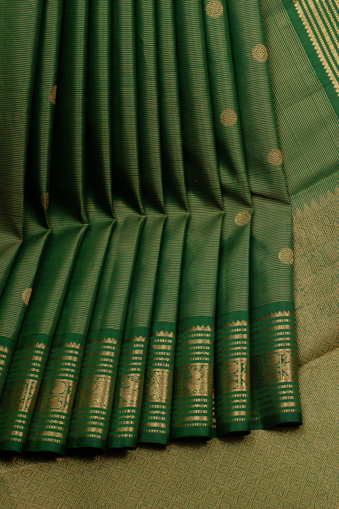 Bottle green Vairaoosi pure kanchipuram silk saree