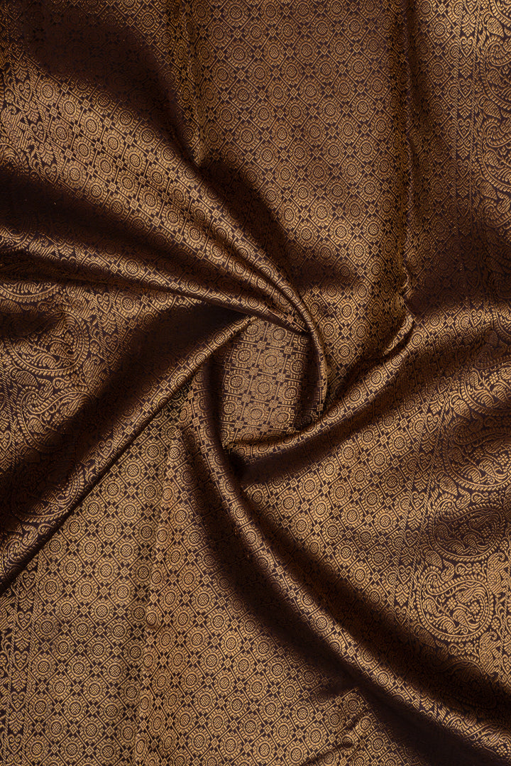 Rust orange and brown  traditional pure kanchipuram silk saree