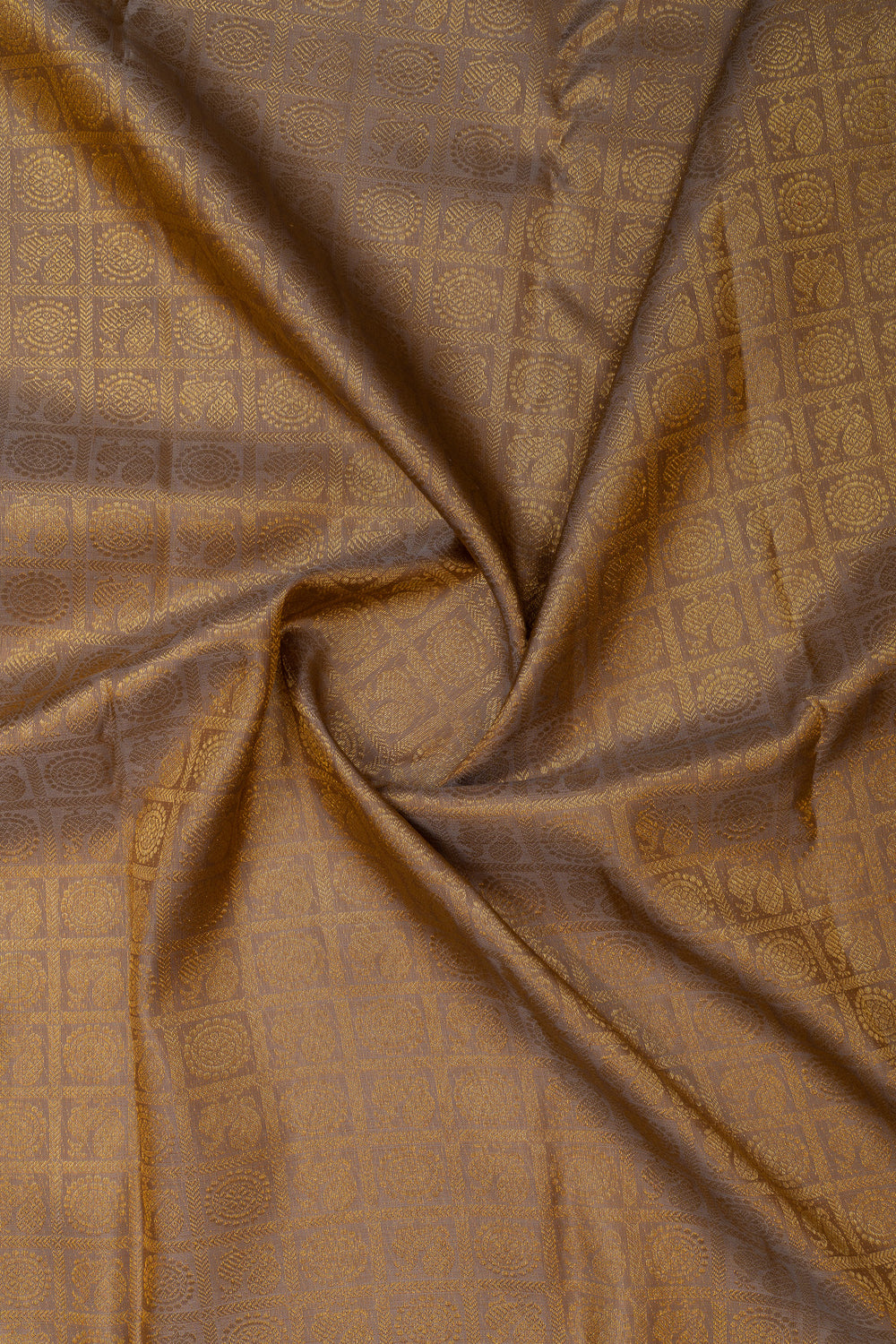 Khaki gold Brocade pure kanchipuram Silk saree