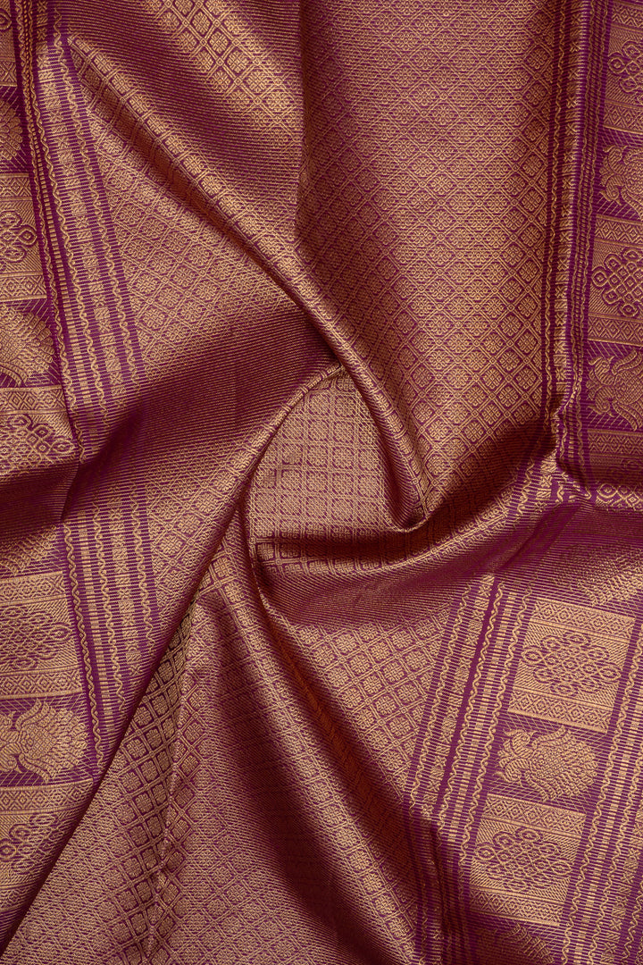Purple stripes pure kanchipuram silk saree
