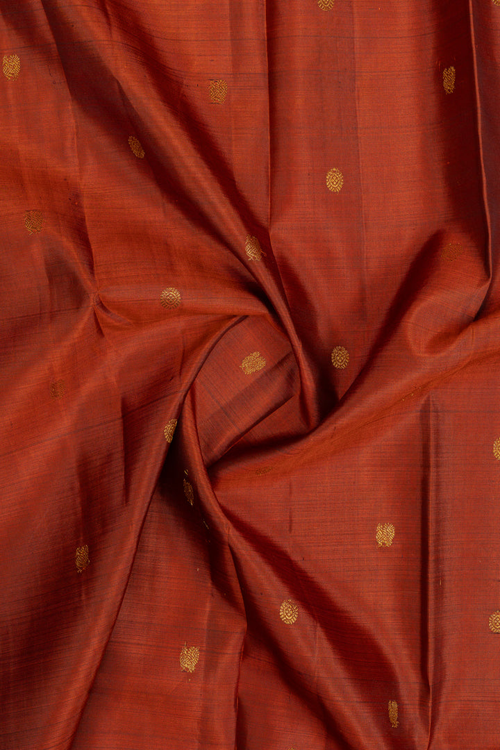 Rust orange and brown  traditional pure kanchipuram silk saree