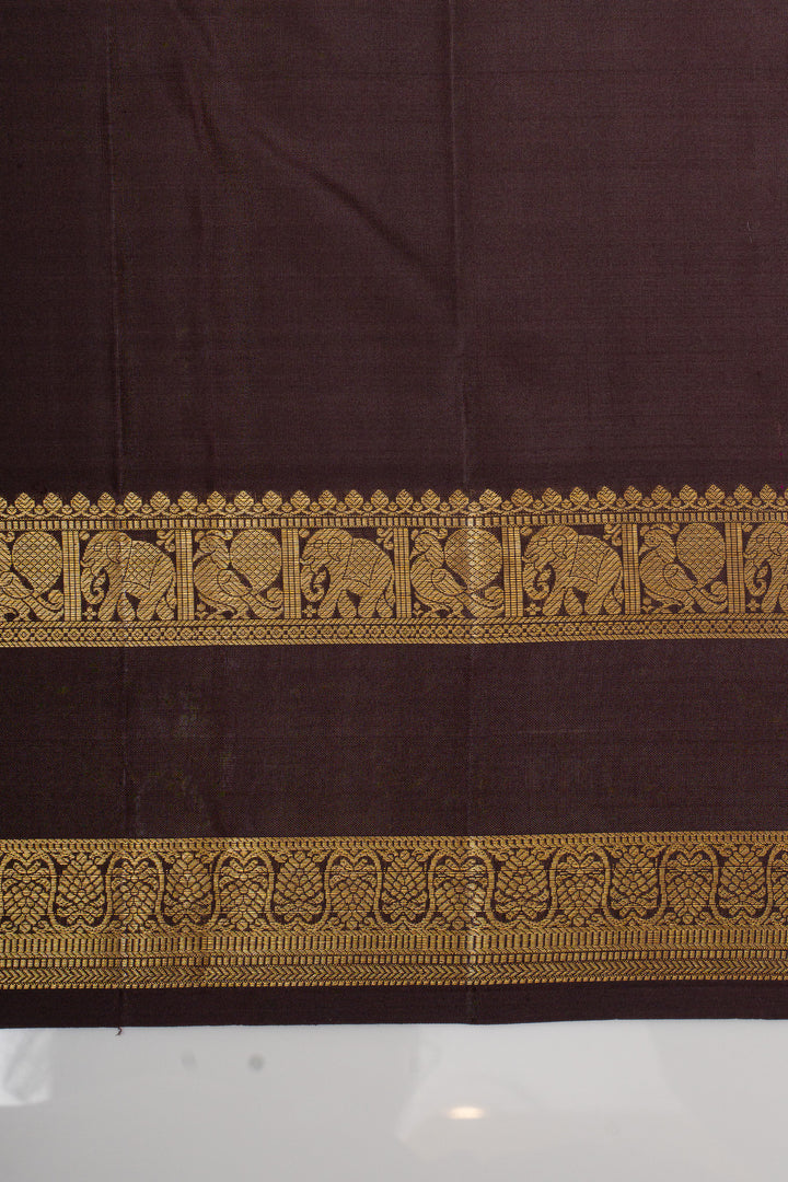 Rust orange and brown  traditional pure kanchipuram silk saree