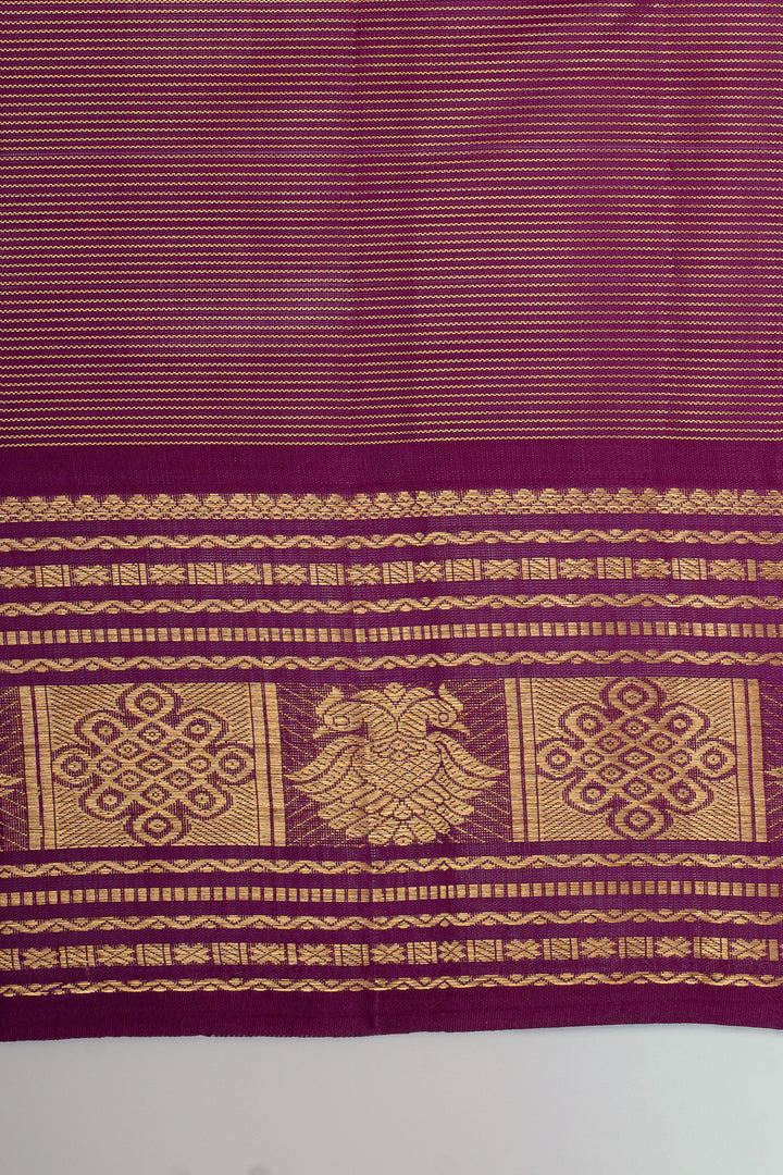 Purple stripes pure kanchipuram silk saree