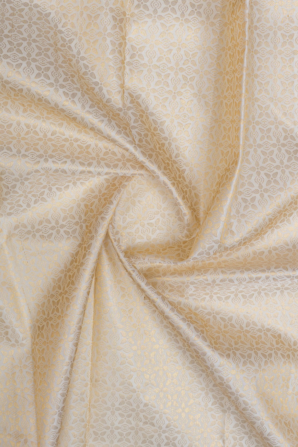 Ivory and red brocade pure kanchipuram silk saree