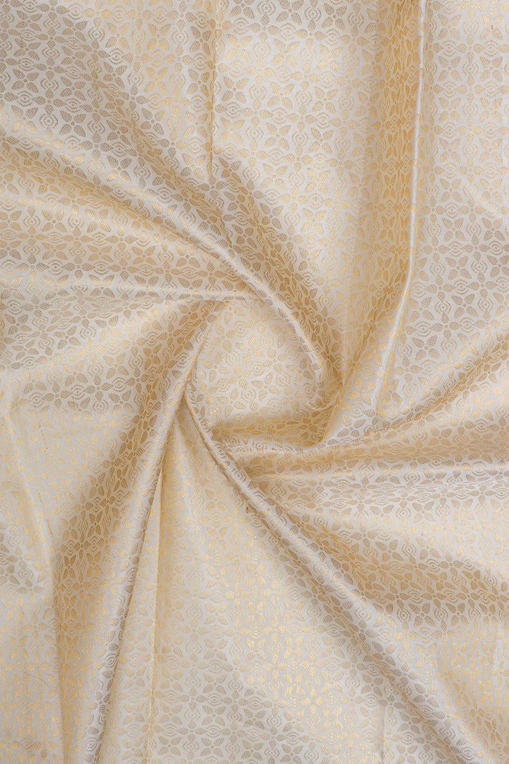 Ivory and red brocade pure kanchipuram silk saree