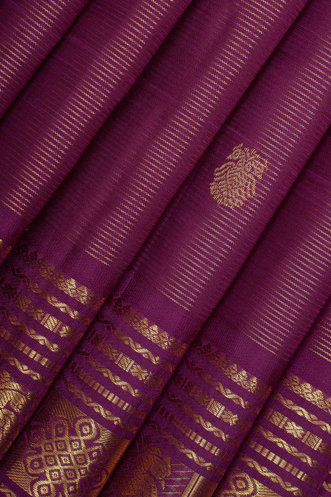 Purple stripes pure kanchipuram silk saree
