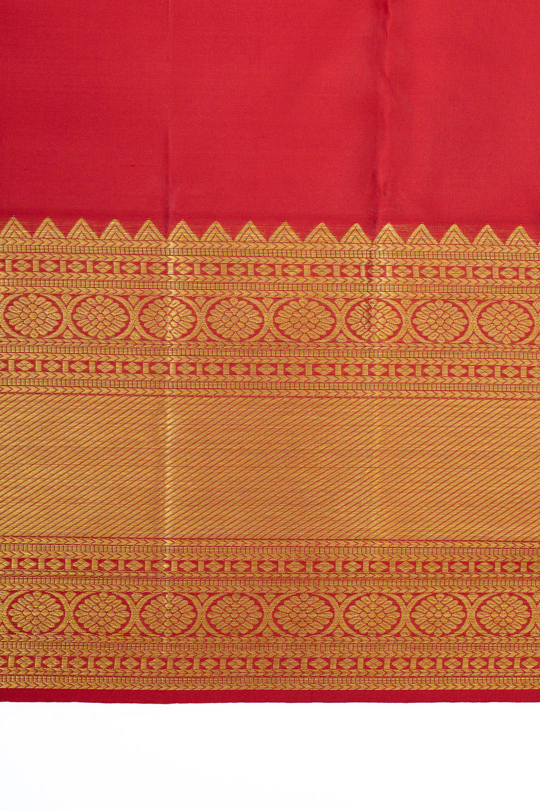 Ivory and red brocade pure kanchipuram silk saree
