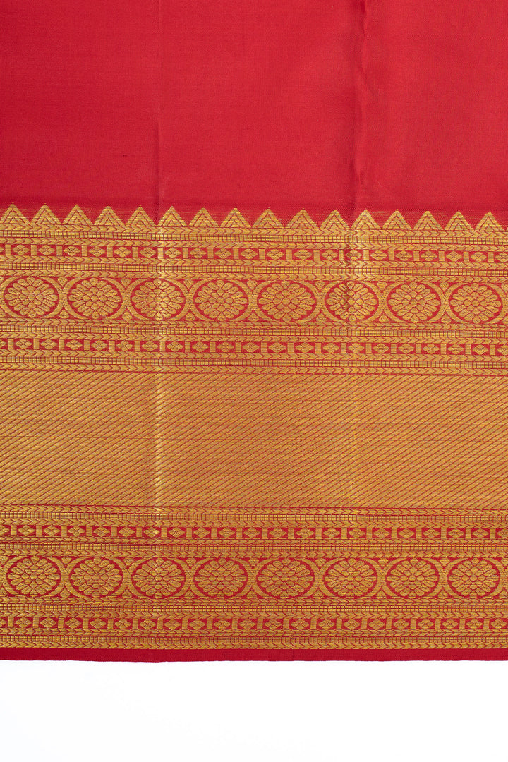 Ivory and red brocade pure kanchipuram silk saree