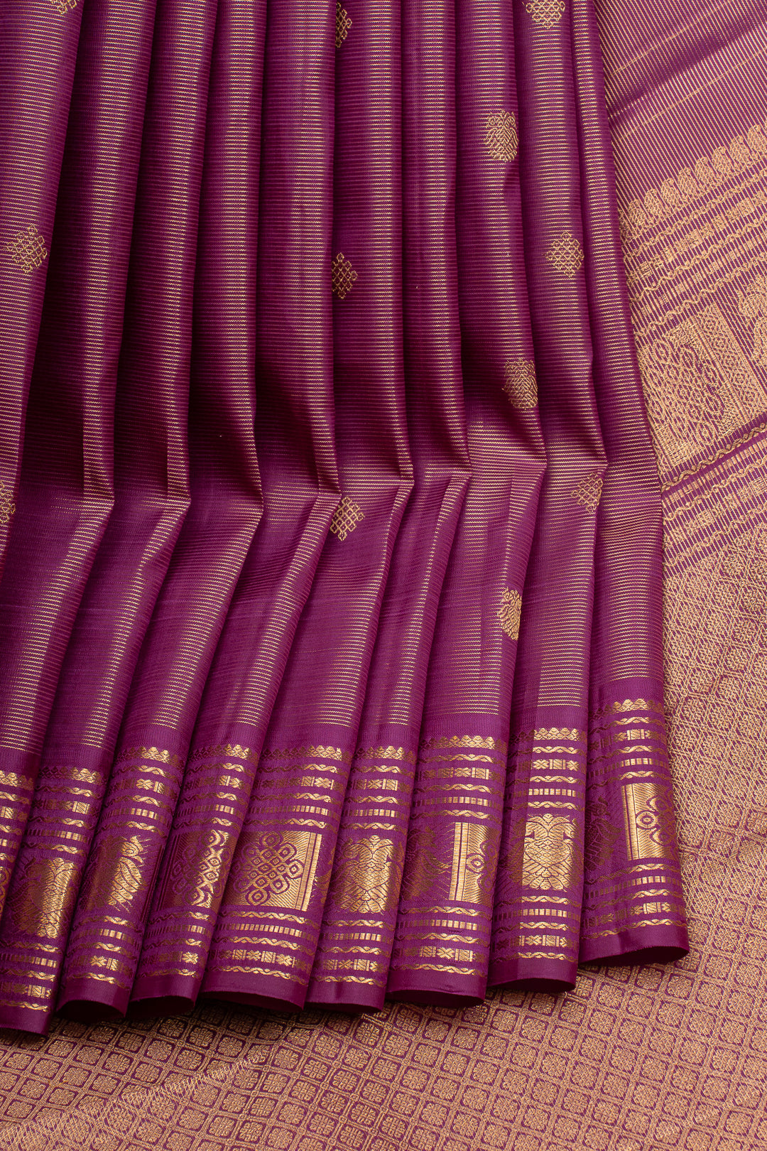 Purple stripes pure kanchipuram silk saree