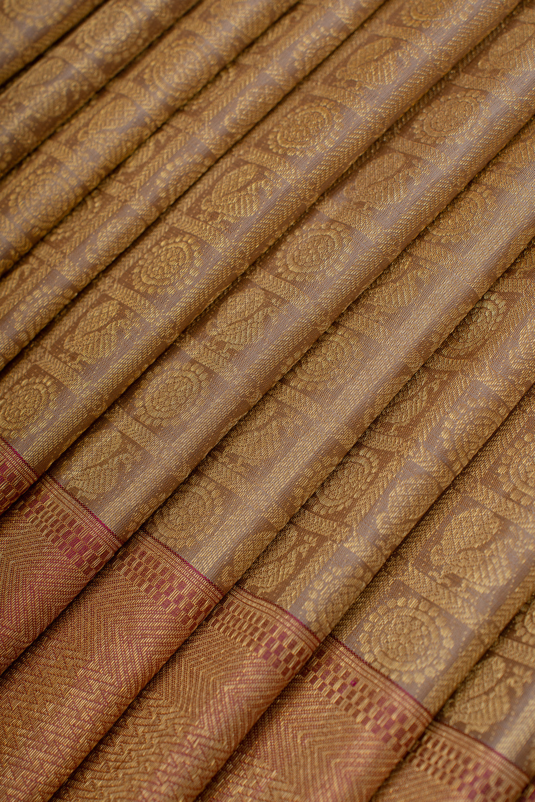 Khaki gold Brocade pure kanchipuram Silk saree