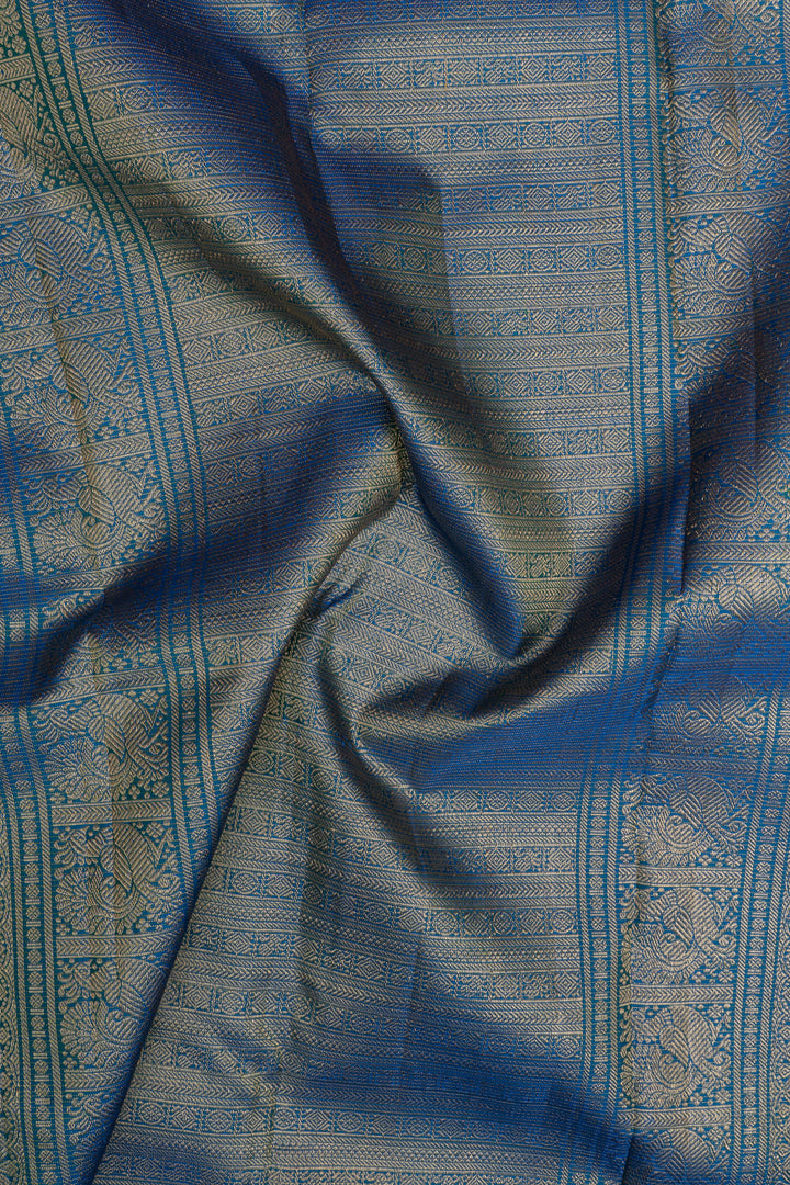 Peacock blue Vairaoosi  pure kanchipuram silk saree