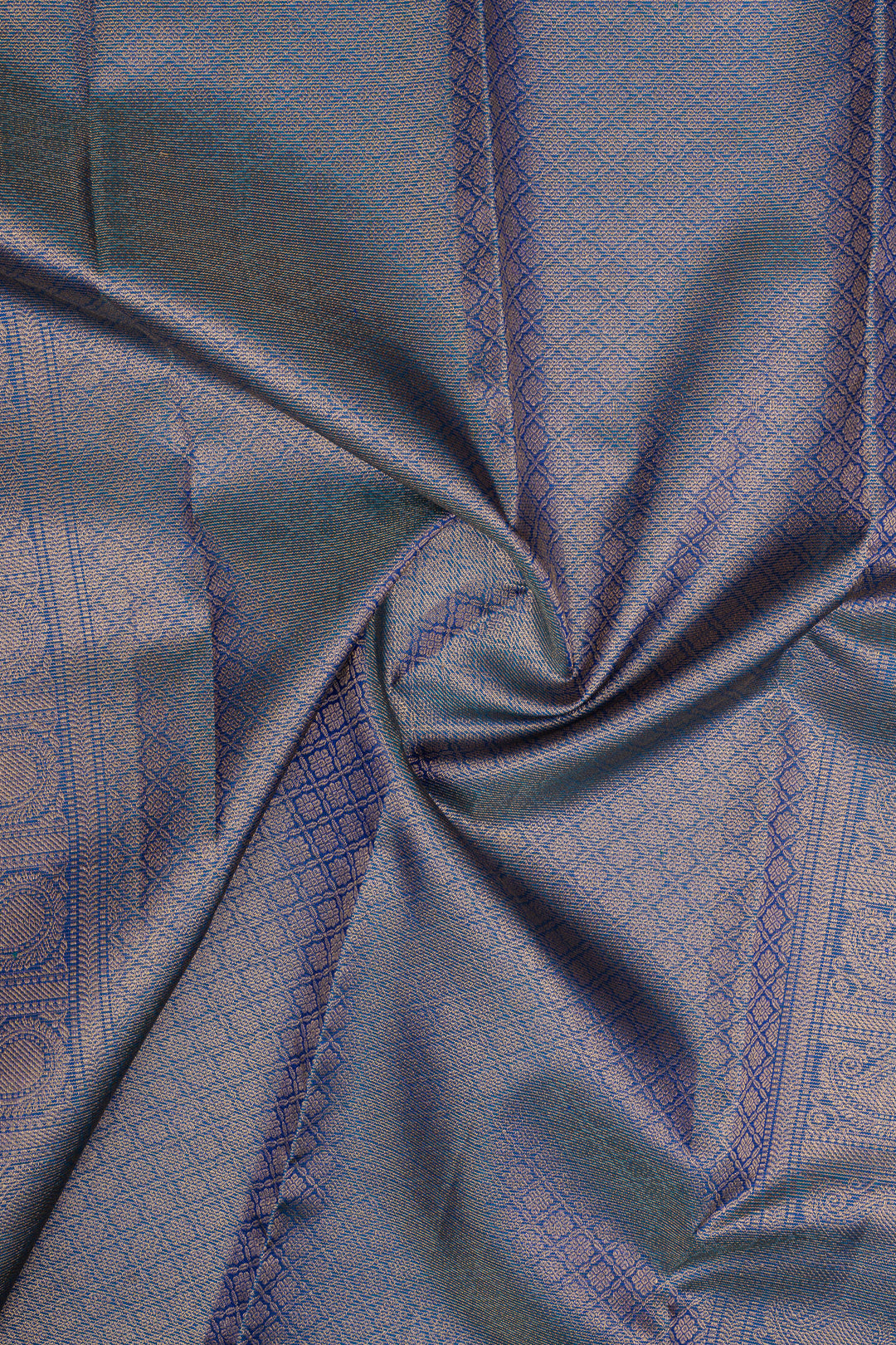 Peacock blue stripes pure kanchipuram silk saree