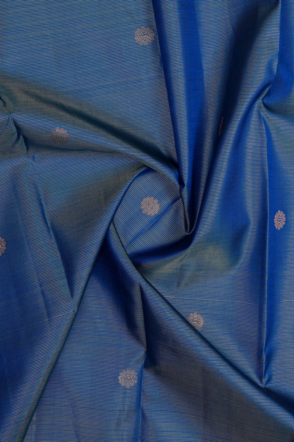Peacock blue stripes pure kanchipuram silk saree