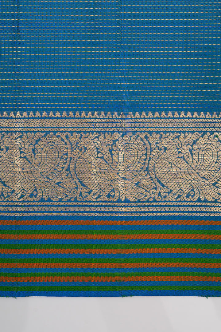 Peacock blue Vairaoosi  pure kanchipuram silk saree