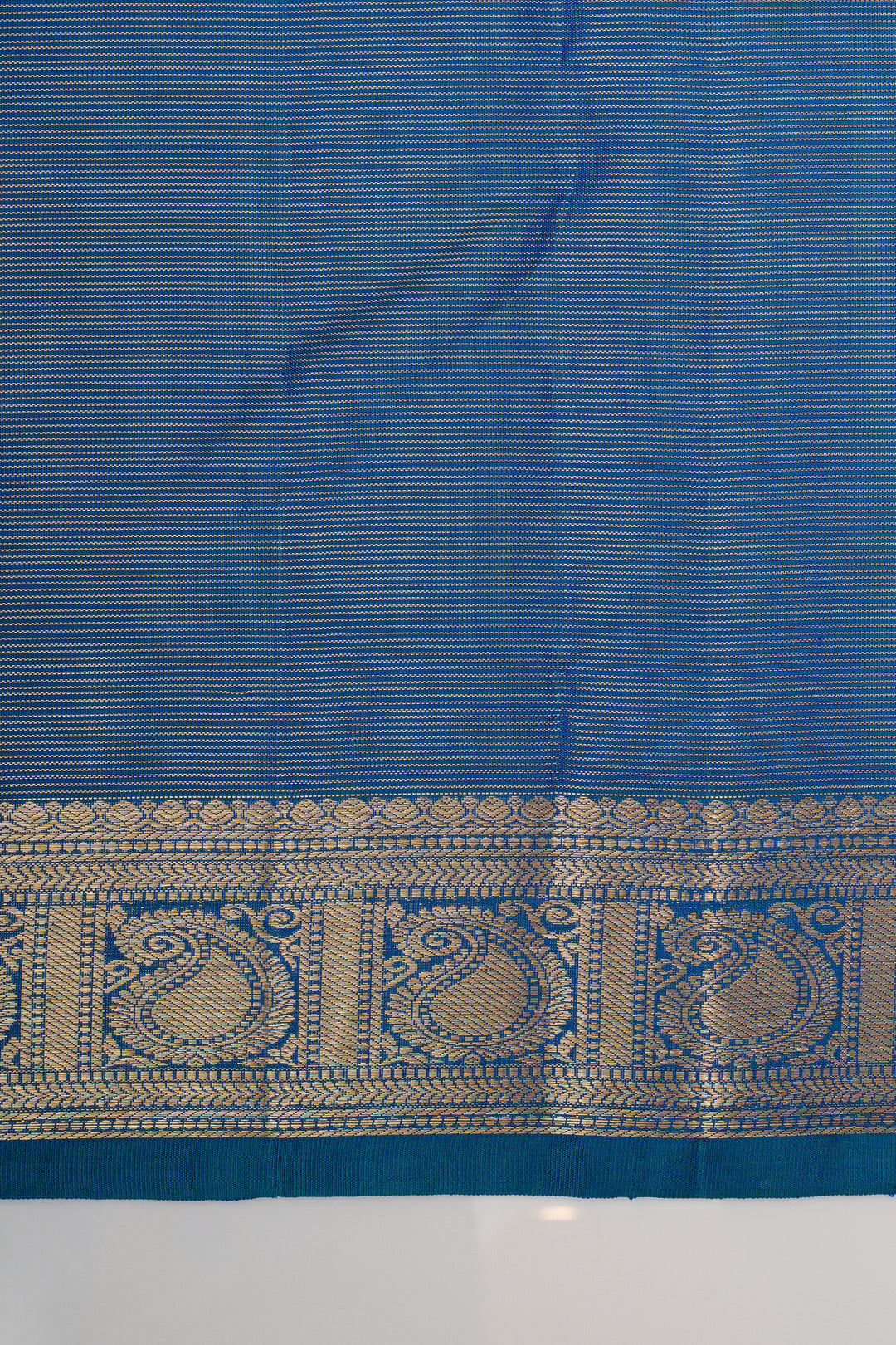 Peacock blue stripes pure kanchipuram silk saree