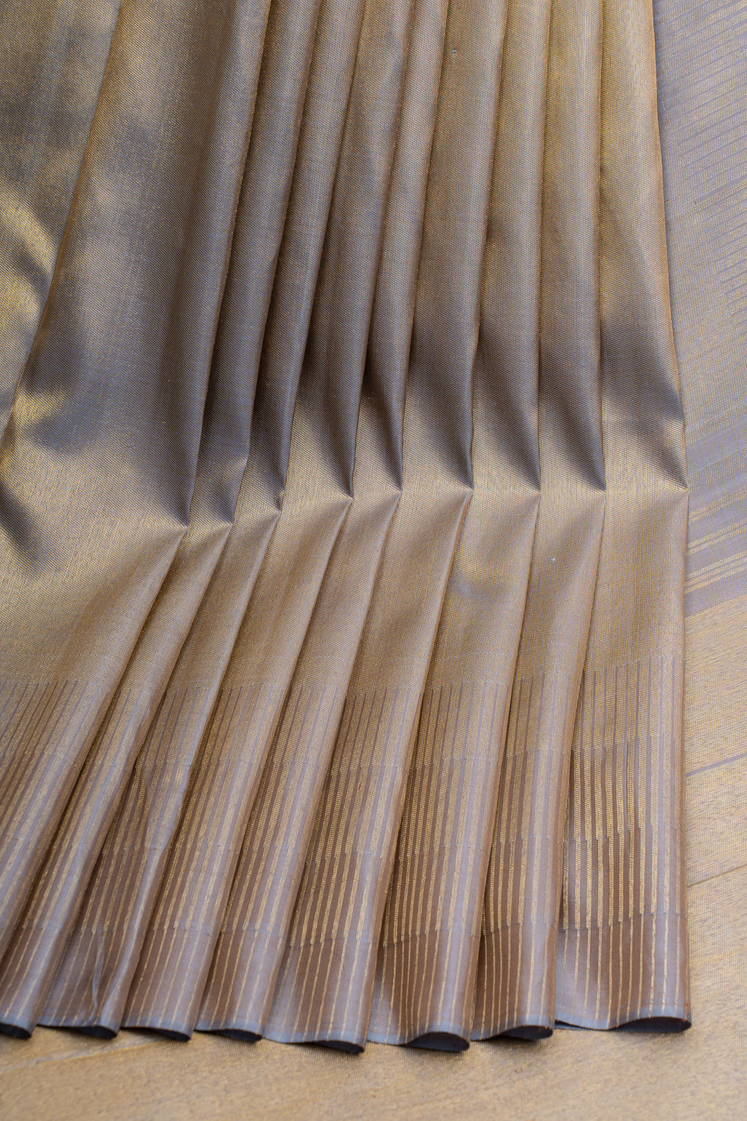 Greige 8 Kol pure Kanchipuram silk saree