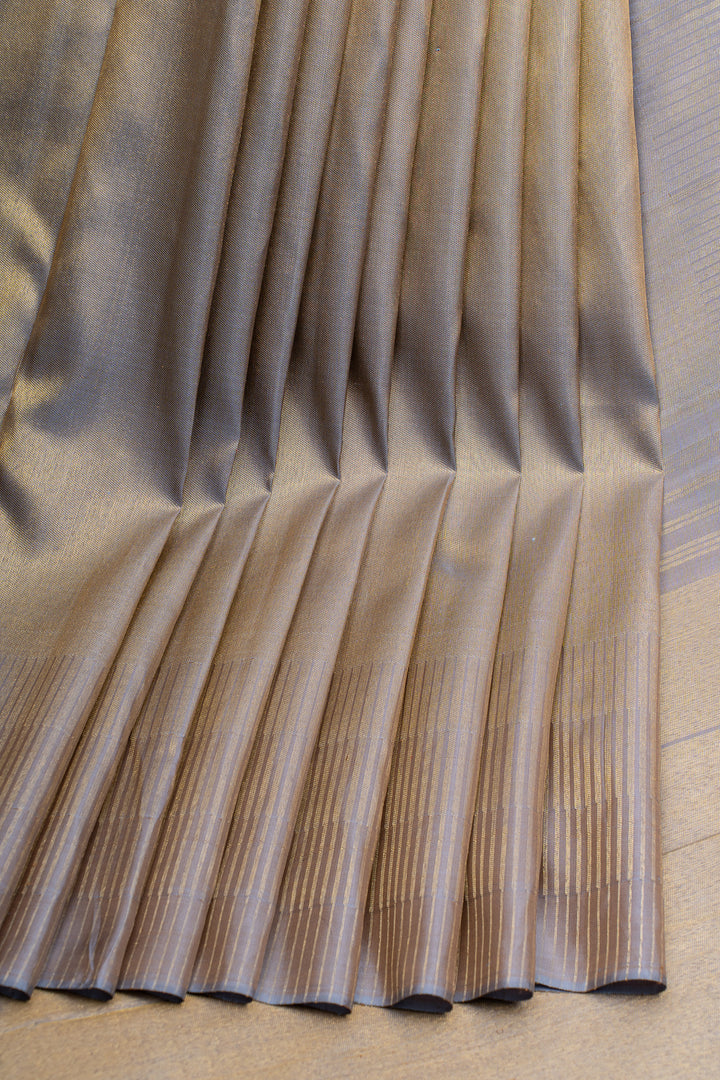 Greige 8 Kol pure Kanchipuram silk saree