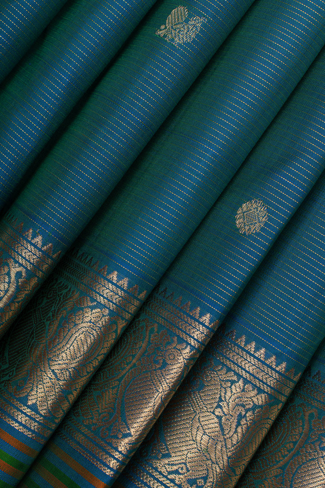 Peacock blue Vairaoosi  pure kanchipuram silk saree