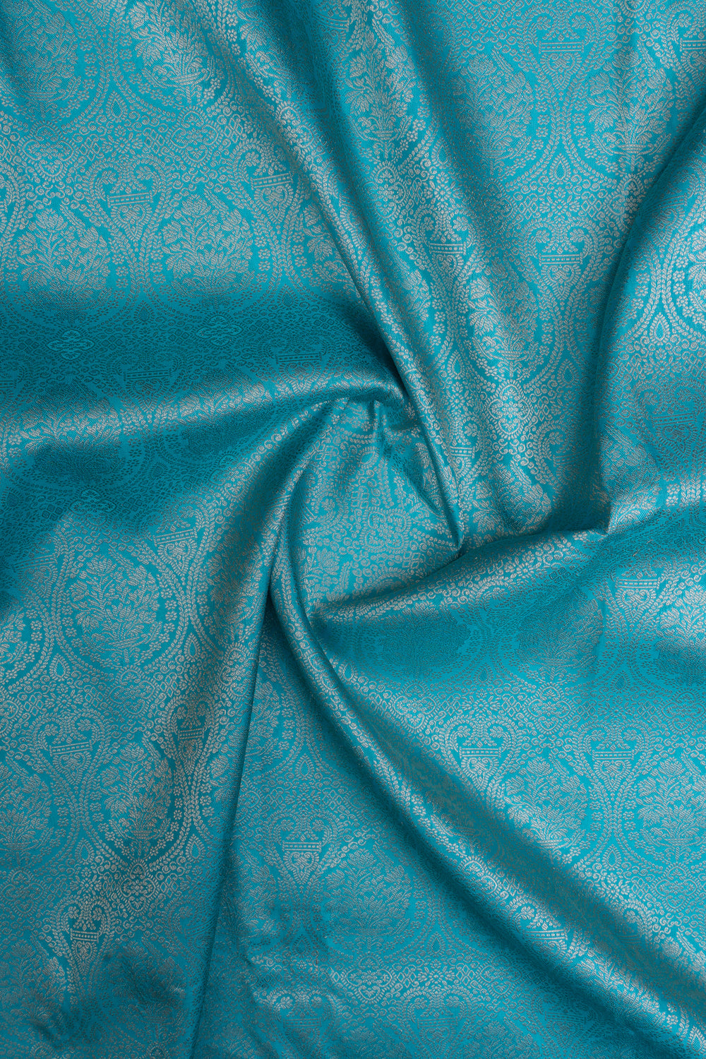 Teal Blue brocade pure kanchipuram silk saree