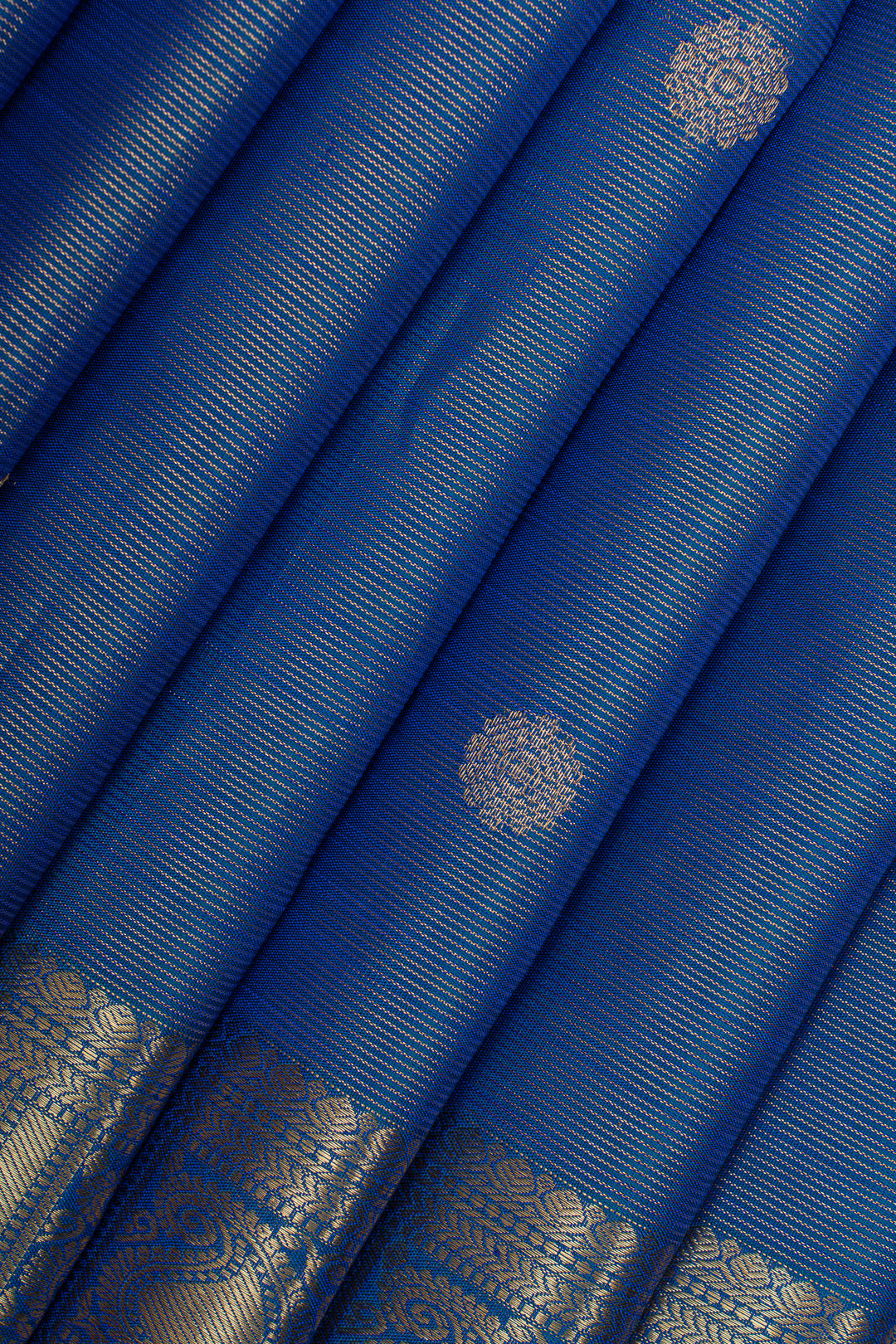 Peacock blue stripes pure kanchipuram silk saree