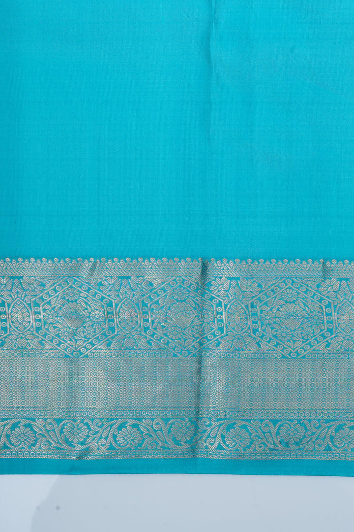 Teal Blue brocade pure kanchipuram silk saree