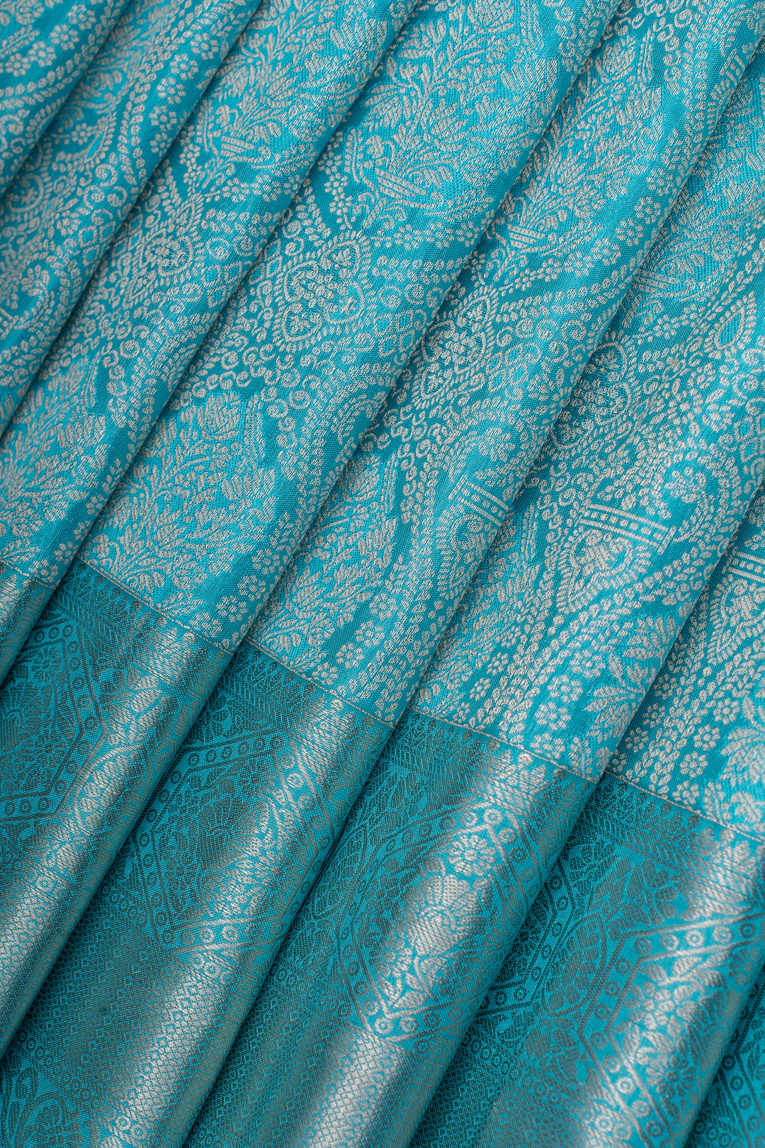 Teal Blue brocade pure kanchipuram silk saree