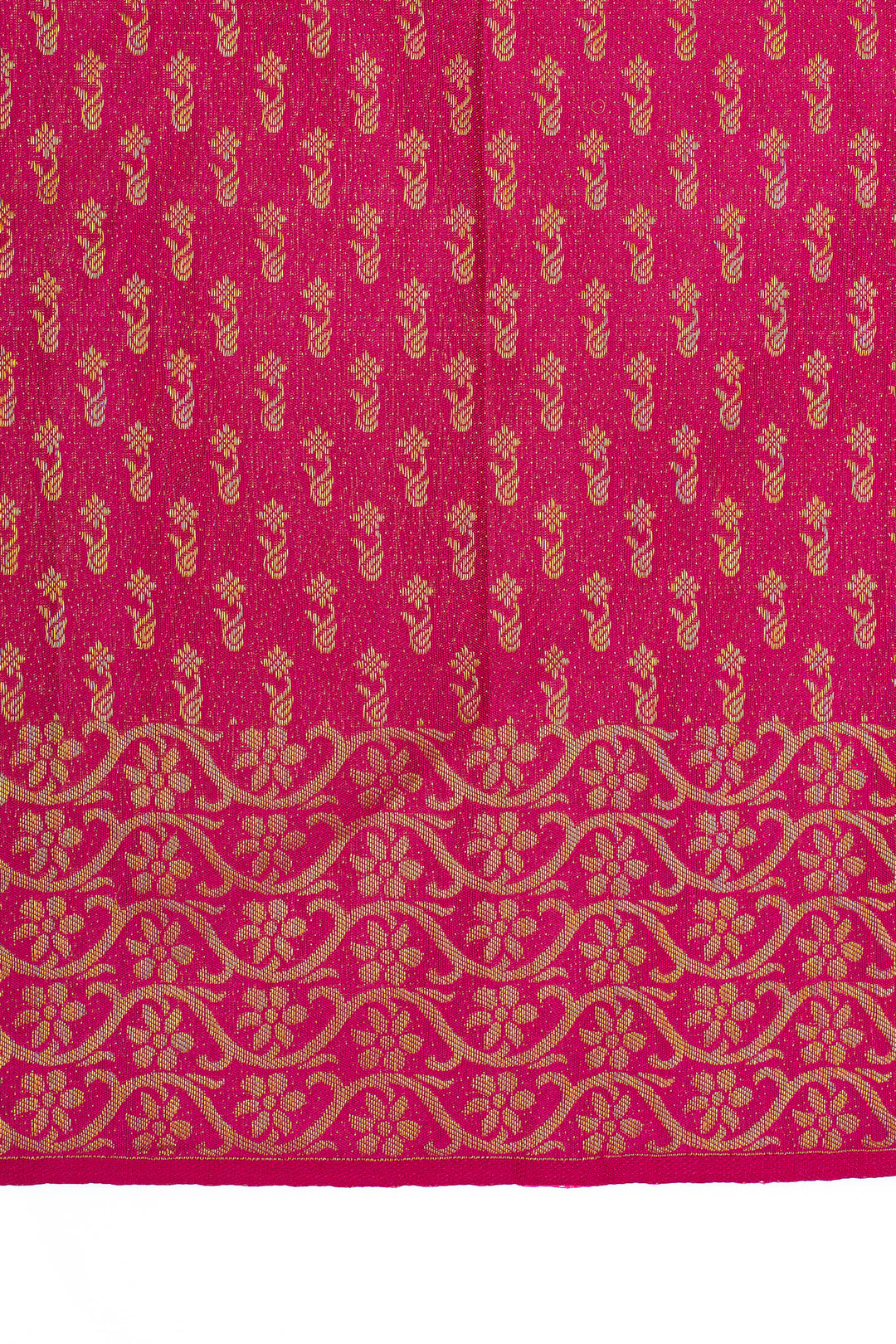Magenta pink Zari checks temple brocade pure kanchipuram silk saree